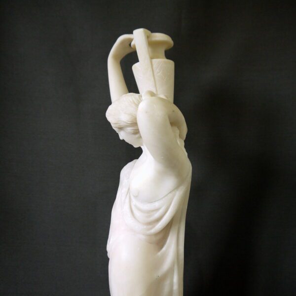 Sculpture marbre et albâtre jeune femme à la cruche – Image 6