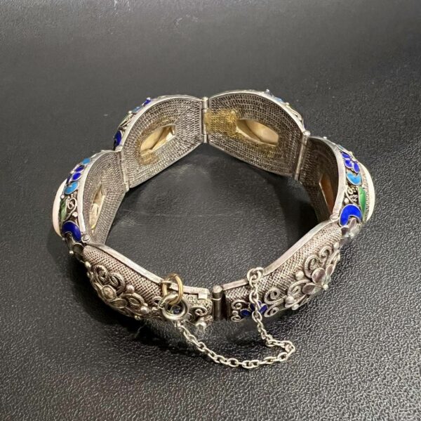 Chine Bracelet en argent décor filigrané et émaillé et cabochons – Image 8