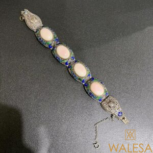 Chine Bracelet en argent décor filigrané et émaillé et cabochons