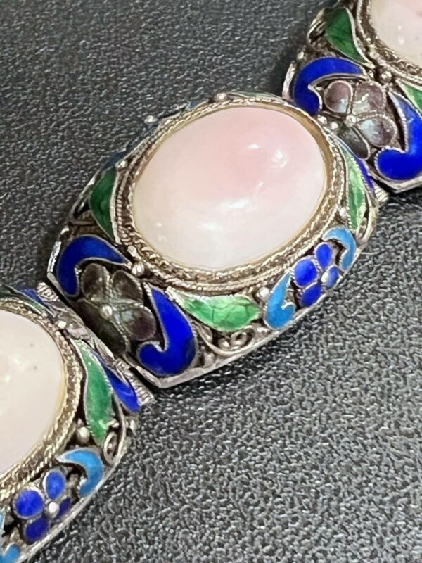 Chine Bracelet en argent décor filigrané et émaillé et cabochons – Image 4