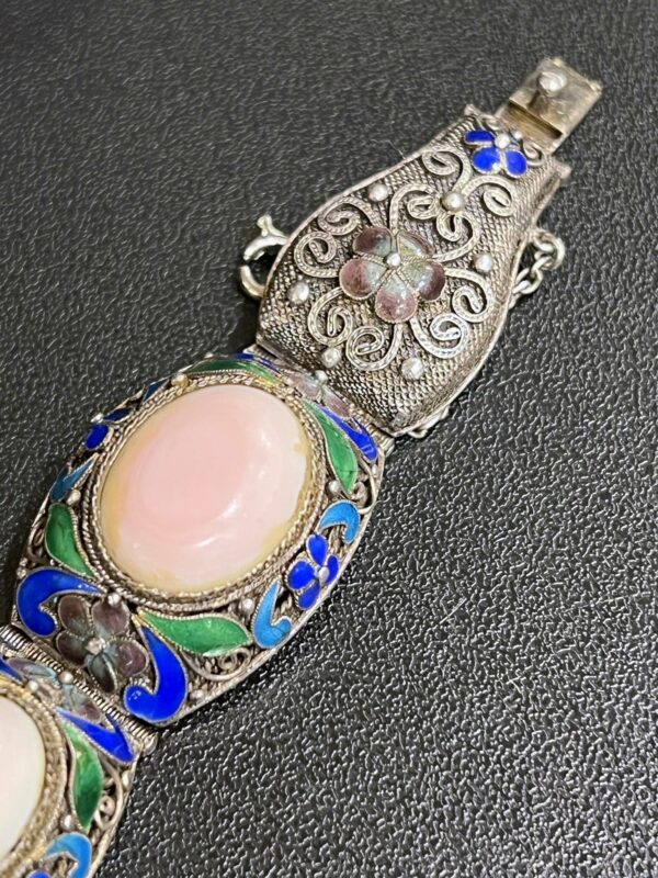 Chine Bracelet en argent décor filigrané et émaillé et cabochons – Image 3