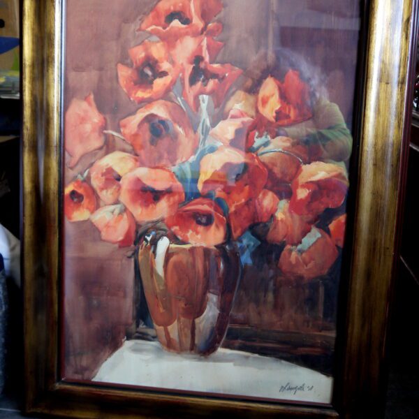 Aquarelle "les pavots" sous verre – Image 2