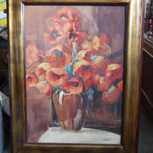 Aquarelle "les pavots" sous verre