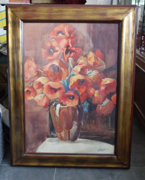 Aquarelle "les pavots" sous verre