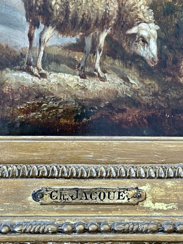 Charles-Émile JACQUE Huile sur panneau « Mouton » – Image 7