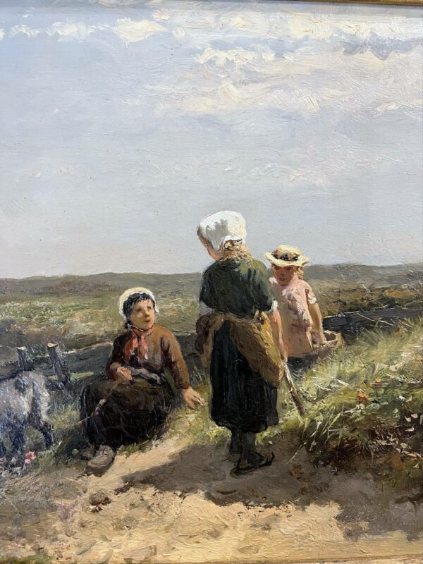 G.J. BOS Huile sur panneau « trois fillettes » – Image 3