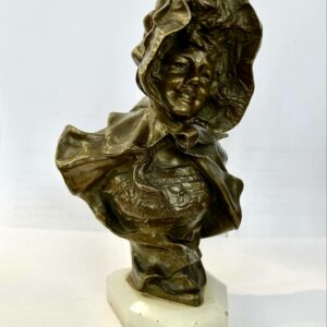Georges VAN DER STRAETEN “jeune femme rieuse” buste en bronze