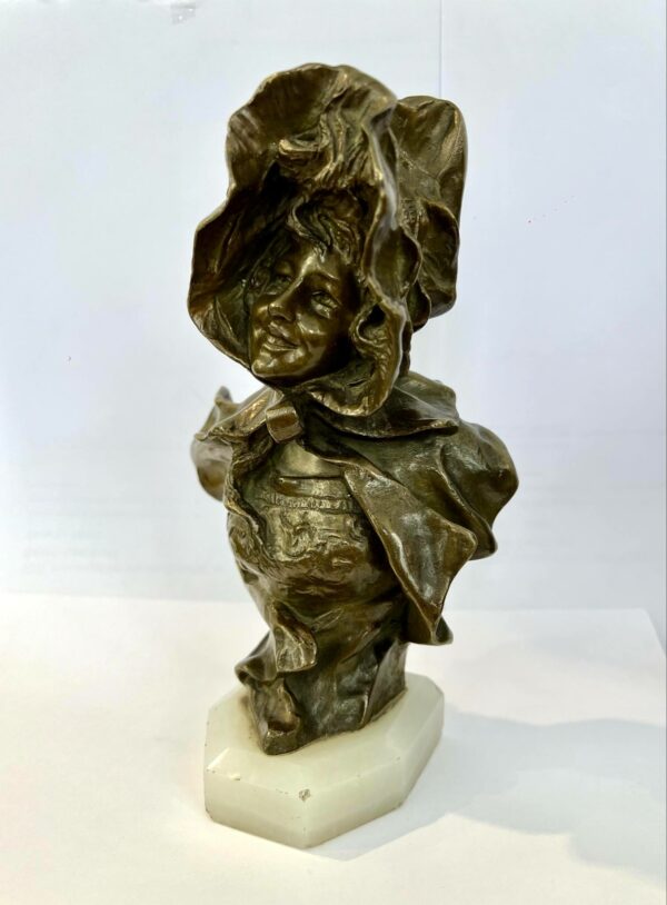 Georges VAN DER STRAETEN  “jeune femme rieuse” buste en bronze – Image 2