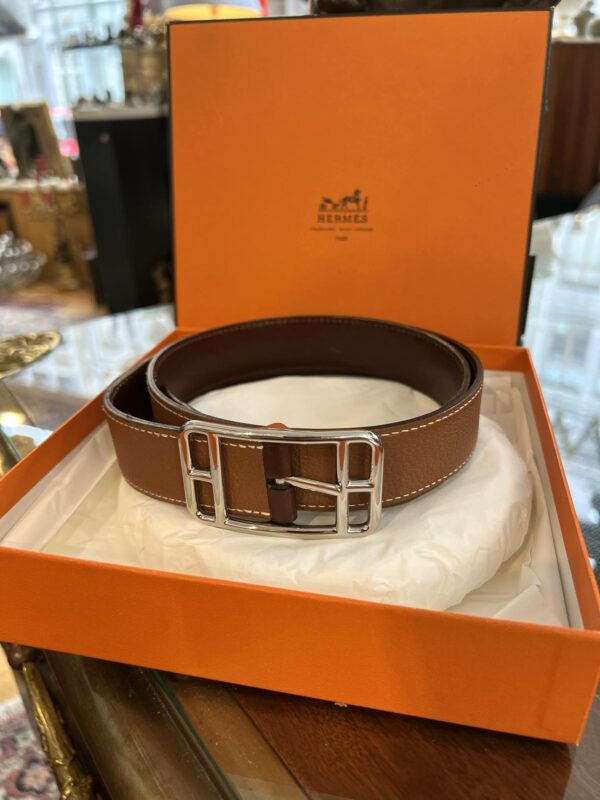 Hermès ceinture “Cape Cod” réversible en cuir – Image 6