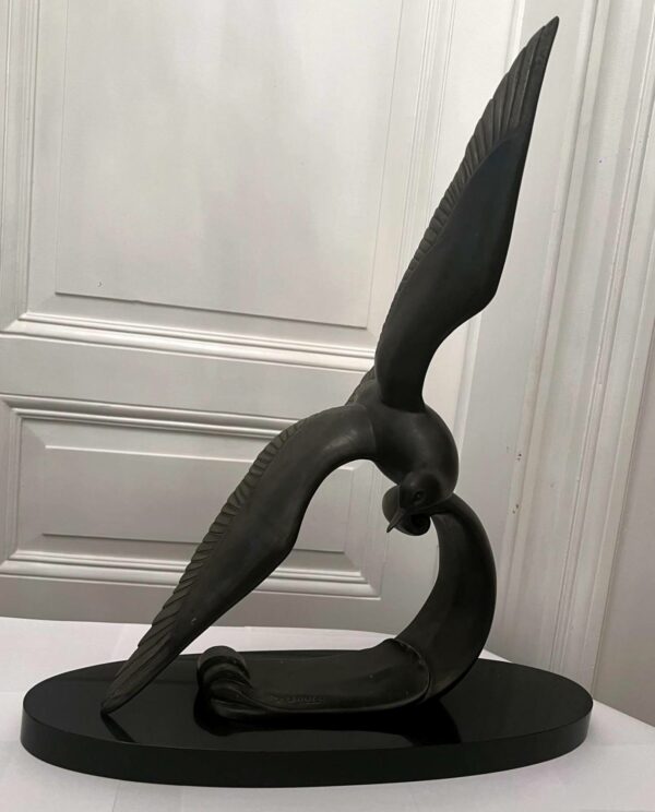Art Deco- sculpture signée M.LEDUCQ-  “Mouette volant sur les vagues”- – Image 9