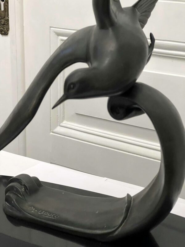 Art Deco- sculpture signée M.LEDUCQ-  “Mouette volant sur les vagues”- – Image 8