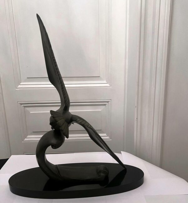 Art Deco- sculpture signée M.LEDUCQ-  “Mouette volant sur les vagues”- – Image 6