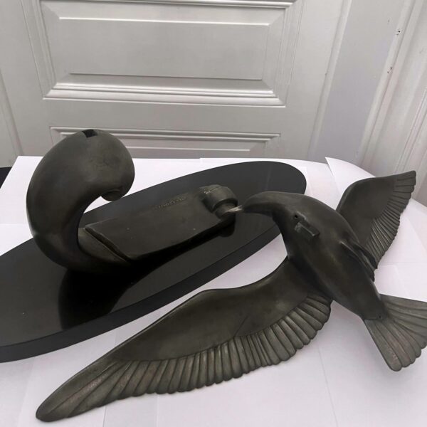 Art Deco- sculpture signée M.LEDUCQ-  “Mouette volant sur les vagues”- – Image 11