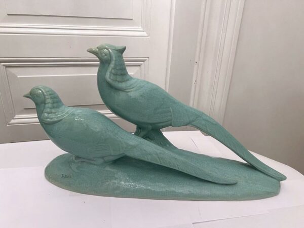 Louis FONTINELLE (1886-1964) sculpture «  couple de faisans » – Image 3
