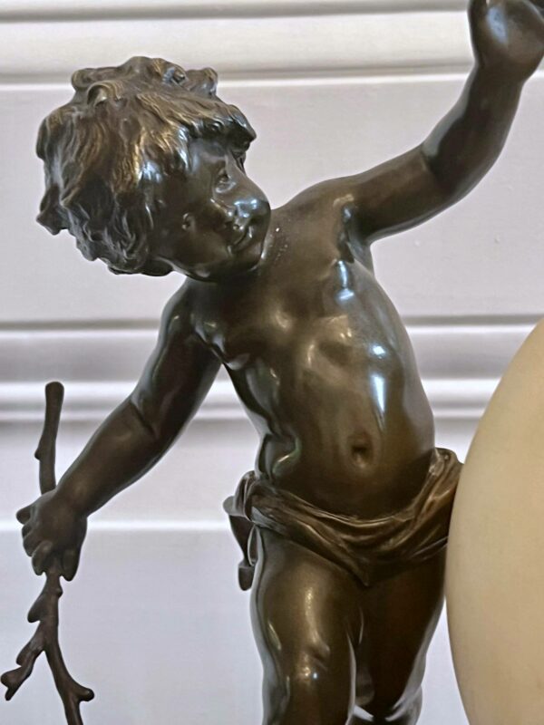 Louis MOREAU Sculpture bronze « l’Enfant gardien d’oie » – Image 3