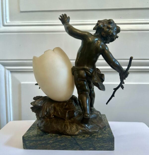 Louis MOREAU Sculpture bronze « l’Enfant gardien d’oie » – Image 6