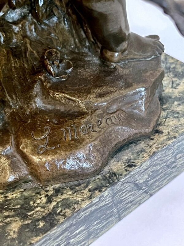 Louis MOREAU Sculpture bronze « l’Enfant gardien d’oie » – Image 10