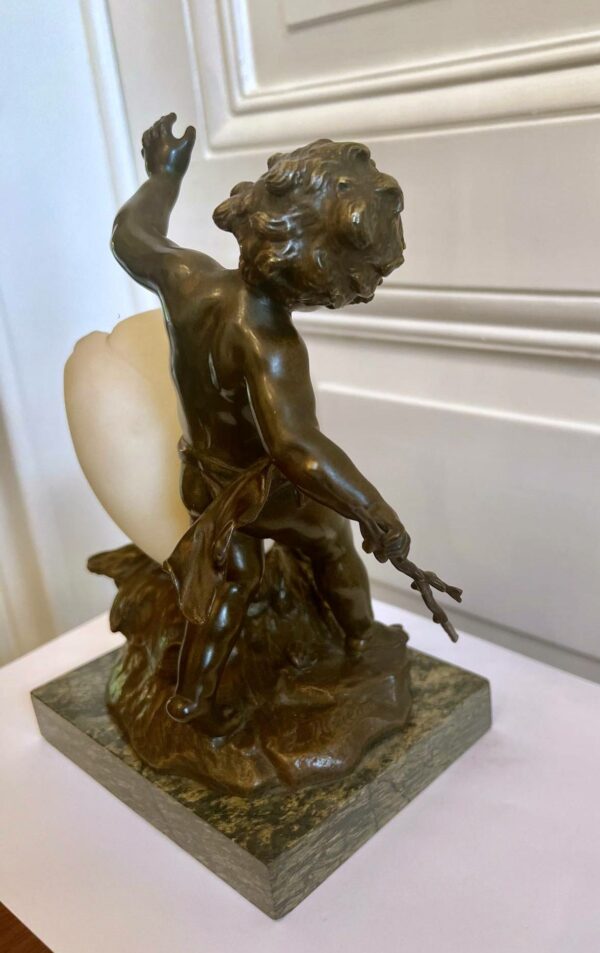Louis MOREAU Sculpture bronze « l’Enfant gardien d’oie » – Image 9