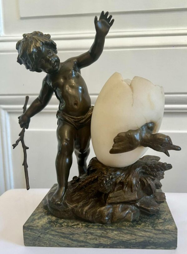 Louis MOREAU Sculpture bronze « l’Enfant gardien d’oie »