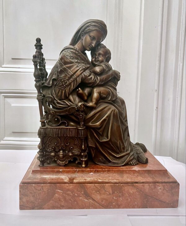 Bronze Madone à la chaise à l’Enfant