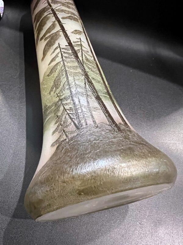 Legras Vase en verre à décor de paysage gravé à l’acide et peint à émail polychrome – Image 5