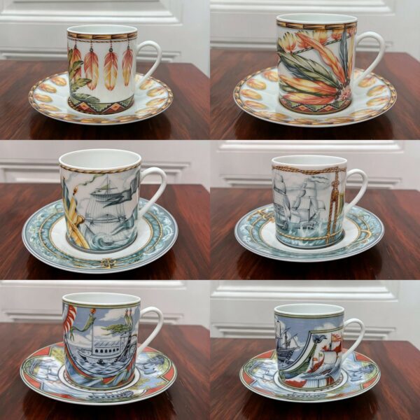 Hermès Paris- tasse et sa soucoupe en porcelaine - collection “Patchwork” – Image 7
