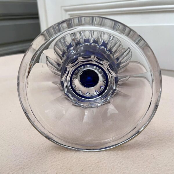 Val Saint Lambert - Vase cristal clair doublé bleu cobalt « Danse de Flore » – Image 9