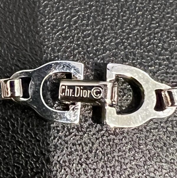 Christian DIOR Collier ras de cou en métal acier argenté et doré – Image 6