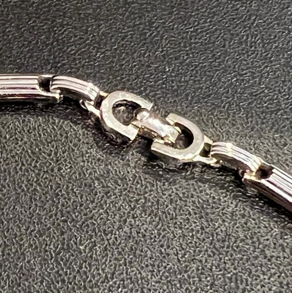 Christian DIOR Collier ras de cou en métal acier argenté et doré – Image 5
