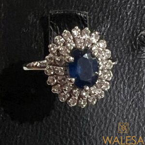 Bague Pompadour Or blanc saphir diamants