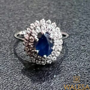 Bague Pompadour Or blanc saphir diamants