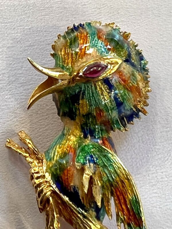 Broche or jaune 18K figurant un oiseau branché – Image 4