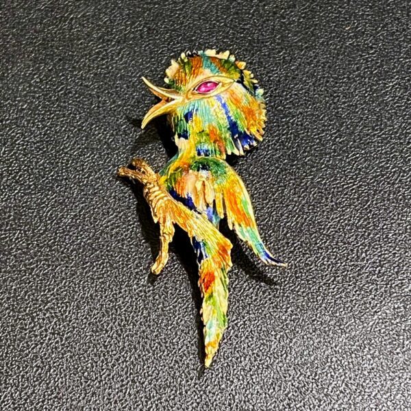 Broche or jaune 18K figurant un oiseau branché – Image 3