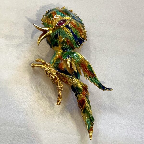 Broche or jaune 18K figurant un oiseau branché – Image 8