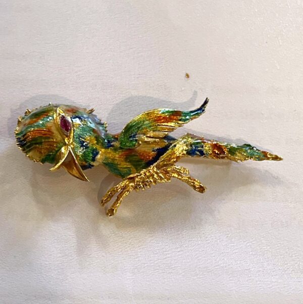 Broche or jaune 18K figurant un oiseau branché – Image 7
