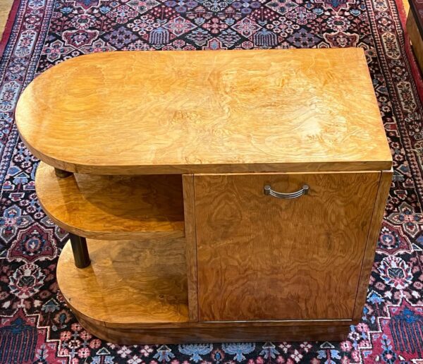 meuble Art-Deco - bout de canapé - en bois clair poli