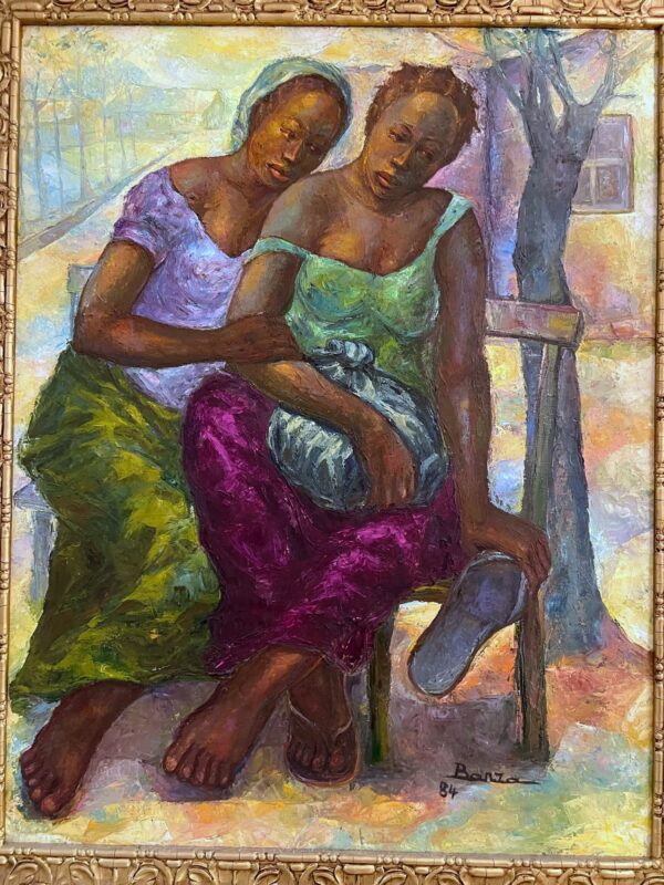 Joseph BANZA ZINGA « Deux amies » Huile sur toile – Image 3