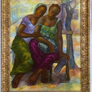 Joseph BANZA ZINGA « Deux amies » Huile sur toile