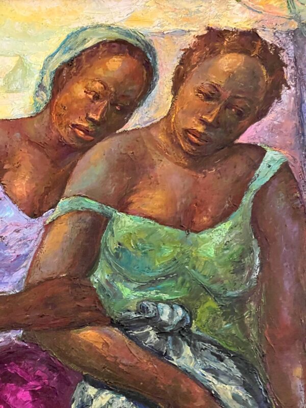 Joseph BANZA ZINGA « Deux amies » Huile sur toile – Image 2