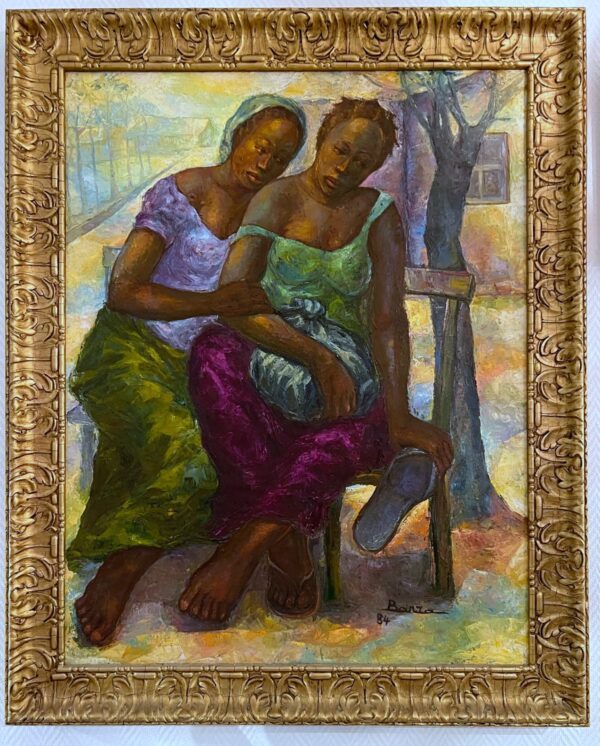 Joseph BANZA ZINGA « Deux amies » Huile sur toile