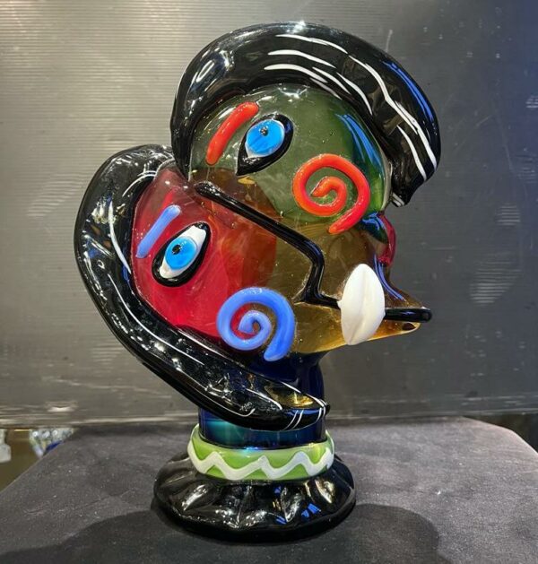 Sculpture “visage” d’après Picasso en verre coloré de Murano – Image 4