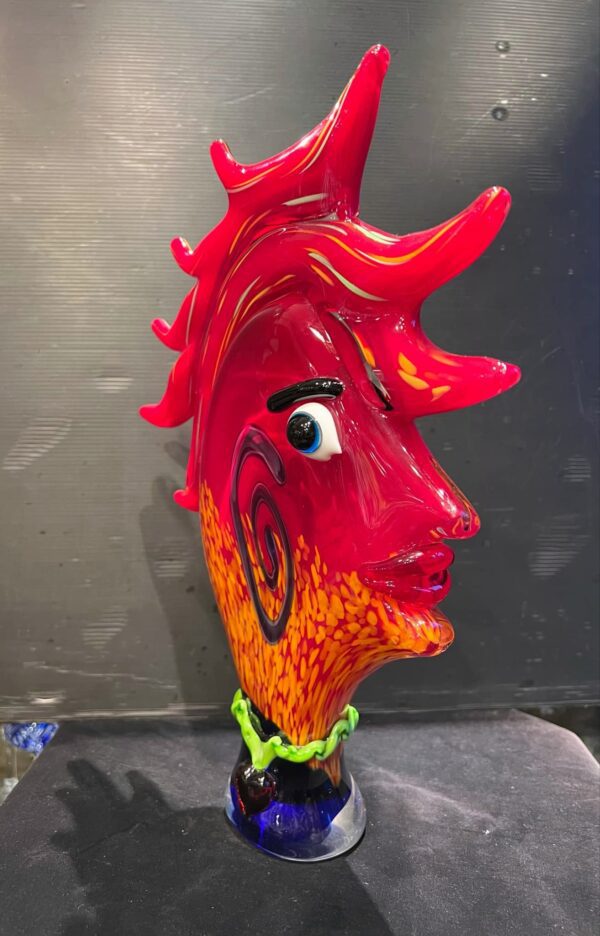Sculpture « visage de profil » en verre coloré de Murano – Image 3