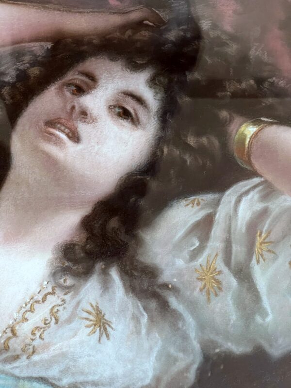 Agapit STEVENS (1849-1917) Pastel portrait “Jeune fille” – Image 3