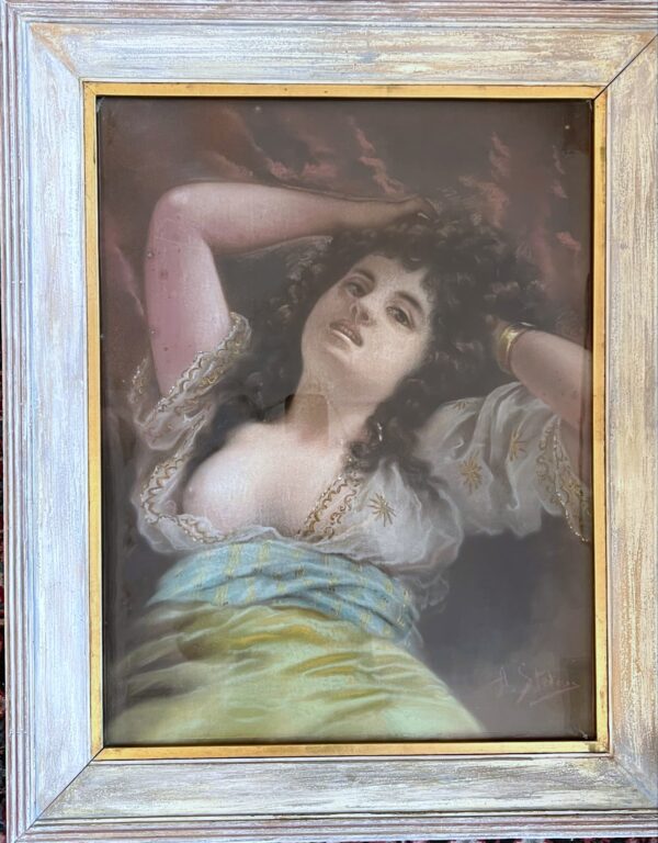 Agapit STEVENS (1849-1917) Pastel portrait “Jeune fille” – Image 2