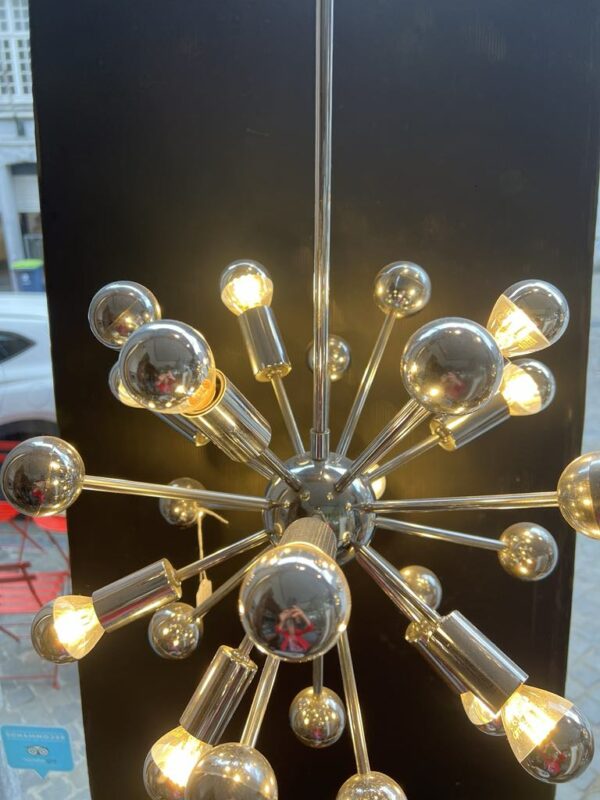 Lustre Spoutnik en métal et résine argenté – Image 6
