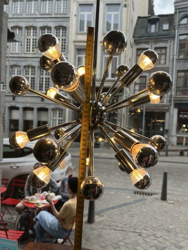 Lustre Spoutnik en métal et résine argenté – Image 3