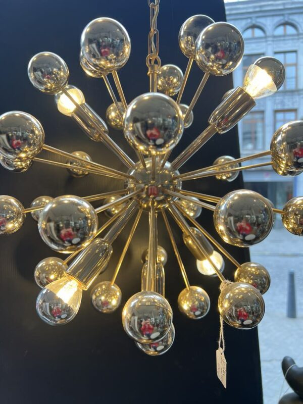 Lustre Spoutnik en métal et résine doré – Image 5