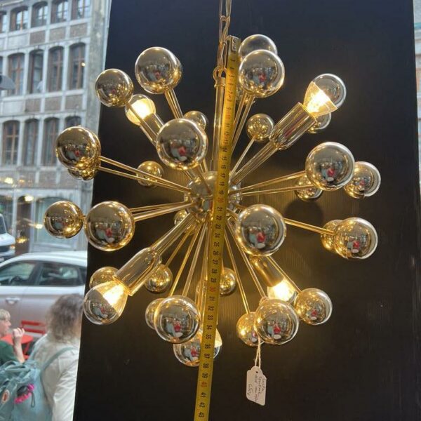 Lustre Spoutnik en métal et résine doré – Image 7