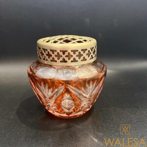 Val Saint Lambert Petit pique-fleurs en cristal clair double orange (aurore) et taille.