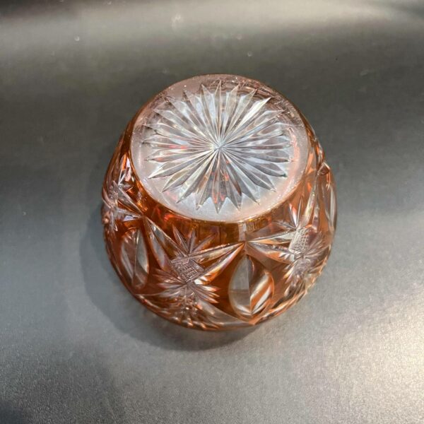 Val Saint Lambert Petit pique-fleurs en cristal clair double orange (aurore) et taille. – Image 7